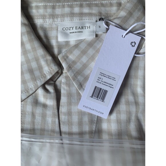 NWT Cozy Earth Women's Long Sleeve Button Down Sunkissed Gingham S - Picture 5 of 5